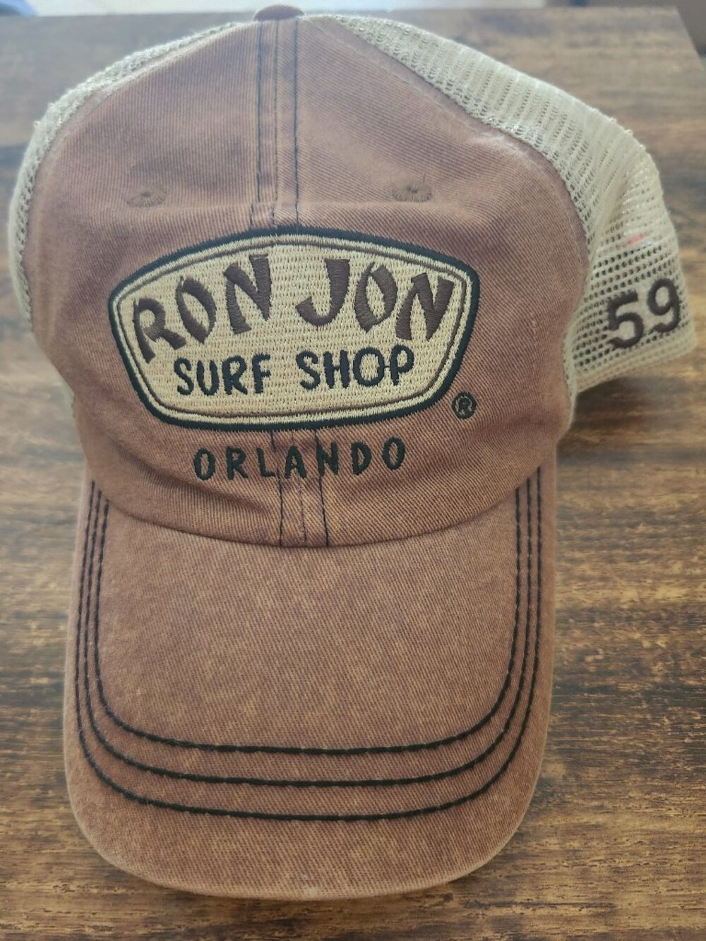Ron Jon Surf Shop Orlando 59 Brown Mesh Trucker Hat Adjustable USED